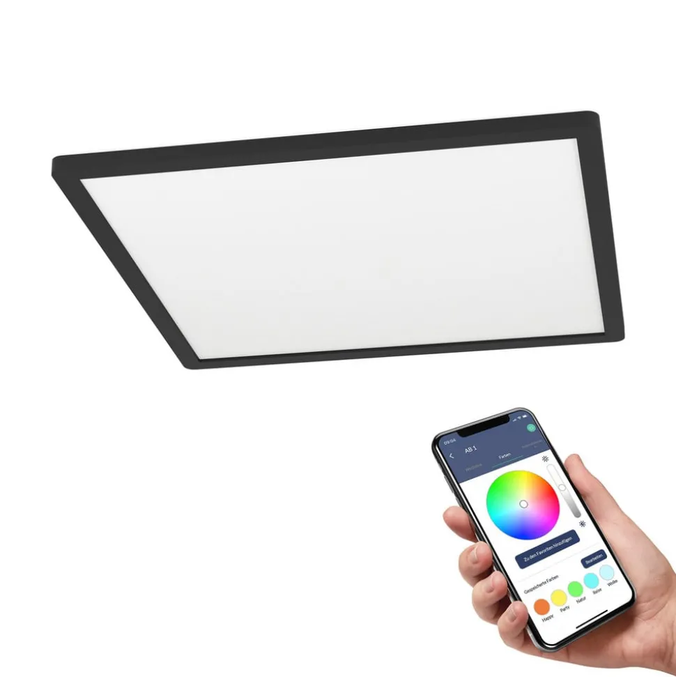 EGLO connect Rovito-Z plafondlamp zwart 42x42cm