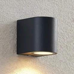 ELC buitenwandlamp Fijona, rond, 8,1 cm, grijs, aluminium