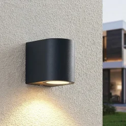 ELC buitenwandlamp Fijona, rond, 8,1 cm, grijs, aluminium