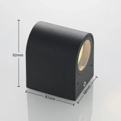 ELC buitenwandlamp Fijona, rond, 8,1 cm, grijs, aluminium