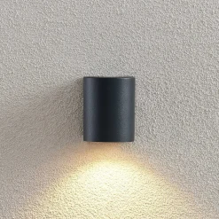 ELC buitenwandlamp Fijona, rond, 8,1 cm, grijs, aluminium