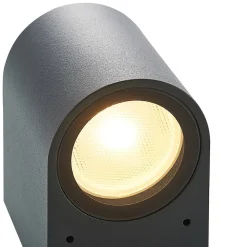 ELC buitenwandlamp Fijona, rond, 8,1 cm, grijs, aluminium