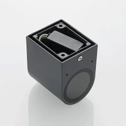 ELC buitenwandlamp Fijona, rond, 8,1 cm, grijs, aluminium