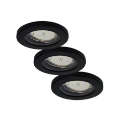 ELC Delfan LED badkamer-inbouwlampen 3 stuks zwart