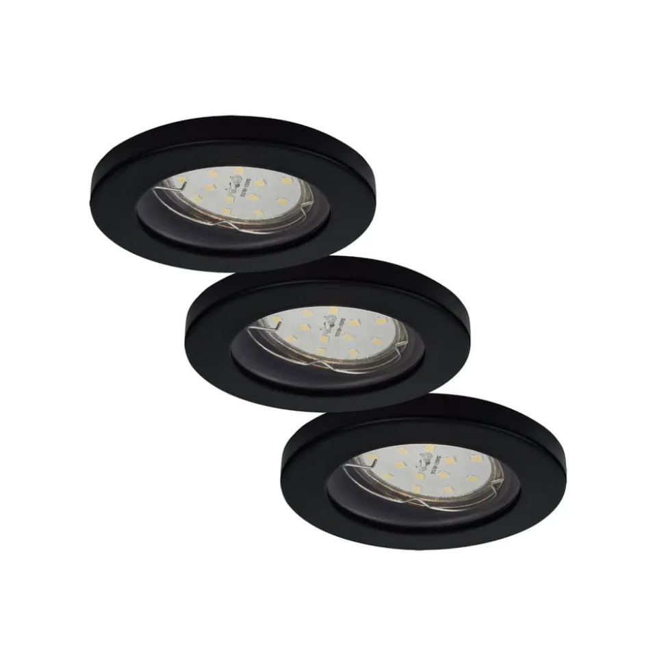 ELC Delfan LED badkamer-inbouwlampen 3 stuks zwart