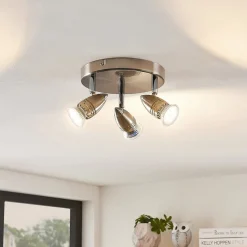 ELC Kalean plafondspot, nikkel, 3-lamps