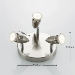 ELC Kalean plafondspot, nikkel, 3-lamps