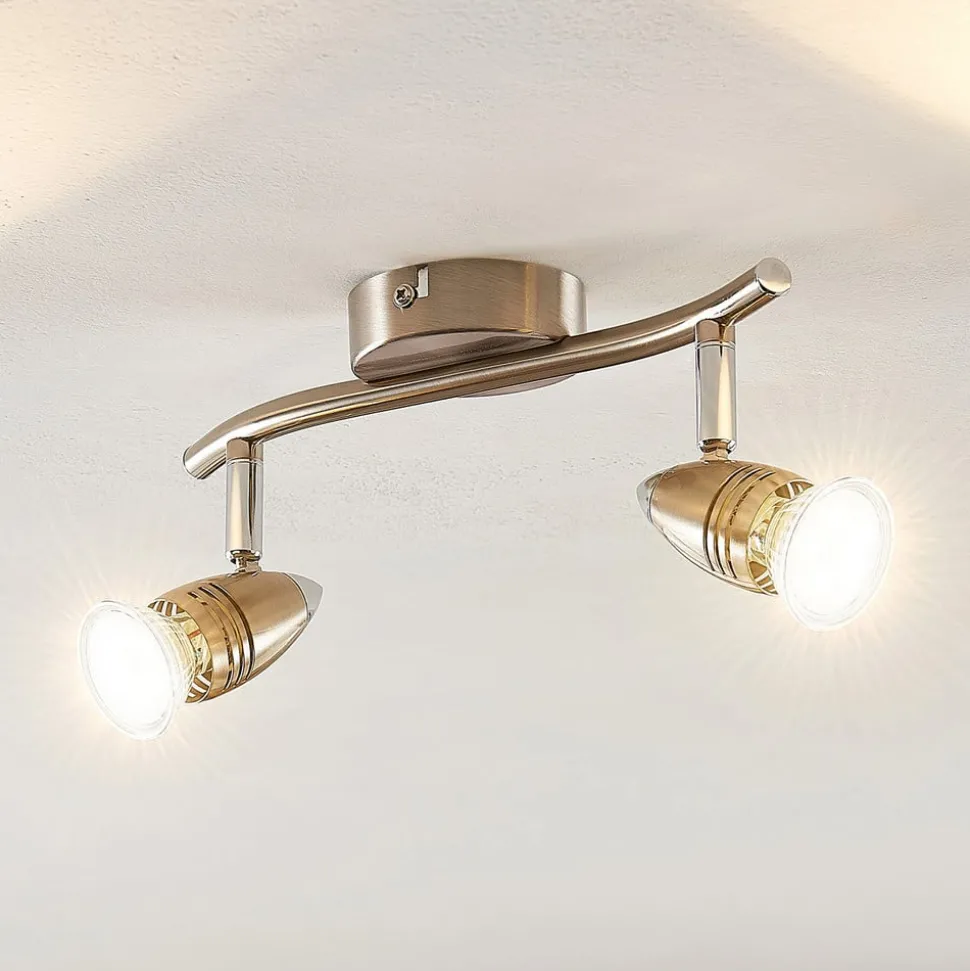 ELC Kalean plafondspot, nikkel, 2-lamps