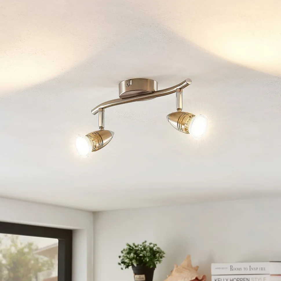ELC Kalean plafondspot, nikkel, 2-lamps