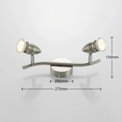 ELC Kalean plafondspot, nikkel, 2-lamps