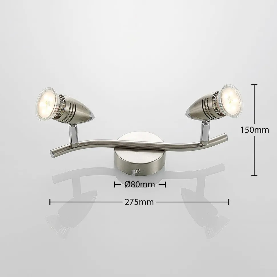 ELC Kalean plafondspot, nikkel, 2-lamps