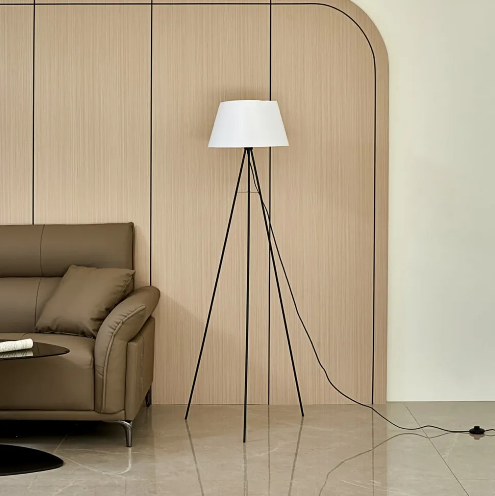 ELC vloerlamp vloerlamp, stoffen kap, bruin