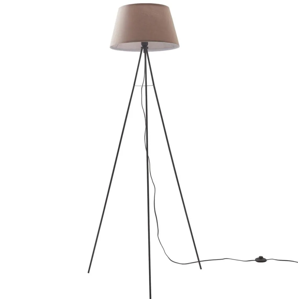 ELC vloerlamp vloerlamp, stoffen kap, bruin