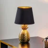 Elegante keramische tafellamp Pineapple goud-zwart