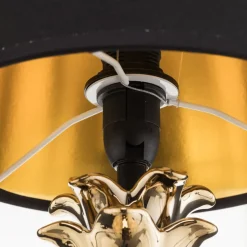 Elegante keramische tafellamp Pineapple goud-zwart