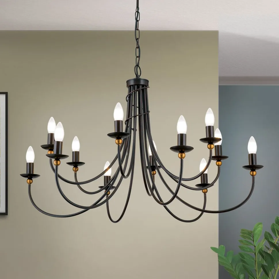 Elegante kroonluchter GARDA, landhuisstijl 12-l.