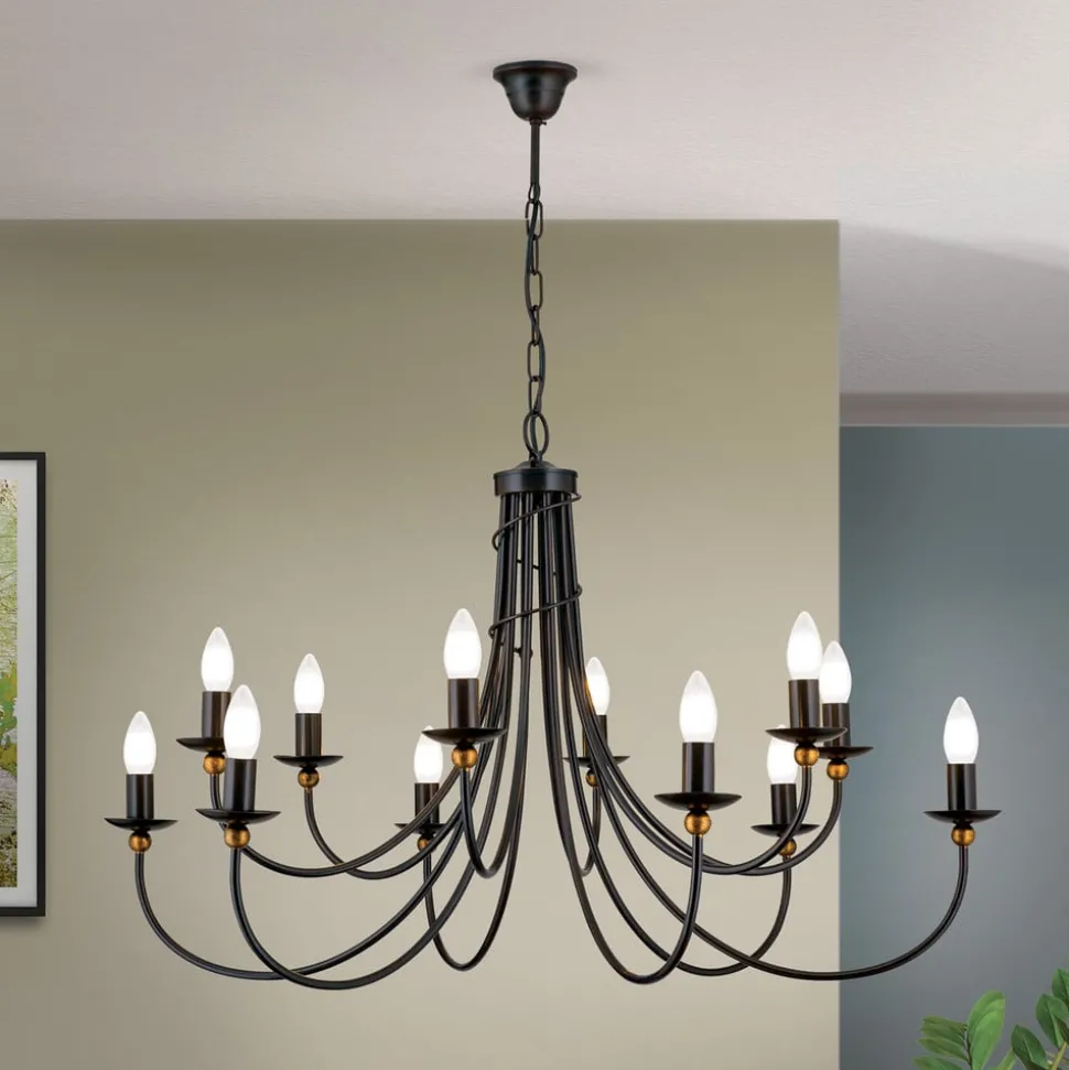 Elegante kroonluchter GARDA, landhuisstijl 12-l.