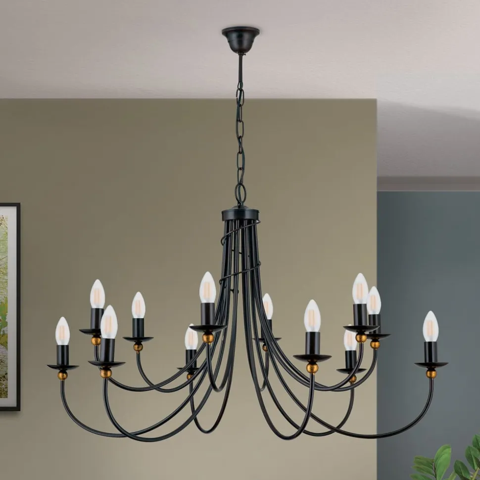 Elegante kroonluchter GARDA, landhuisstijl 12-l.