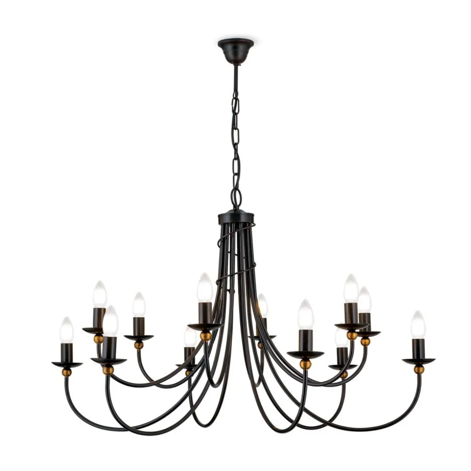 Elegante kroonluchter GARDA, landhuisstijl 12-l.