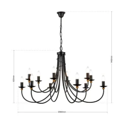 Elegante kroonluchter GARDA, landhuisstijl 12-l.