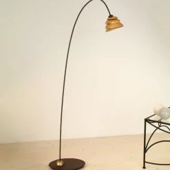 Elegante vloerlamp SNAIL 1-lichts ijzer bruin-goud
