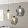 Elio hanglamp, glas, blauw/helder/grijs, Ø 52 cm, 3-lamps