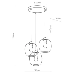 Elio hanglamp, glas, blauw/helder/grijs, Ø 52 cm, 3-lamps