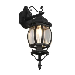 Elvo buitenwandlamp, fitting onderaan, mat zwart