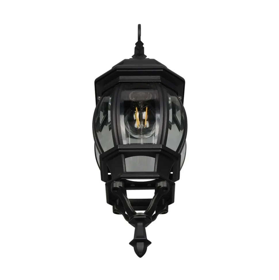 Elvo buitenwandlamp, fitting onderaan, mat zwart