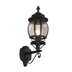 Elvo buitenwandlamp, fitting boven, mat zwart