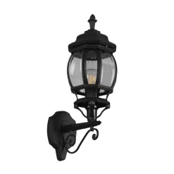 Elvo buitenwandlamp, fitting boven, mat zwart