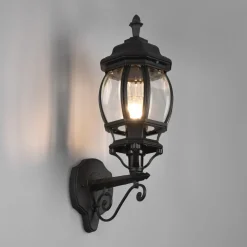 Elvo buitenwandlamp, fitting boven, mat zwart