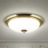 Empire plafondlamp, Ø 48 cm, goud, mat opaalglas