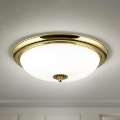 Empire plafondlamp, Ø 48 cm, goud, mat opaalglas