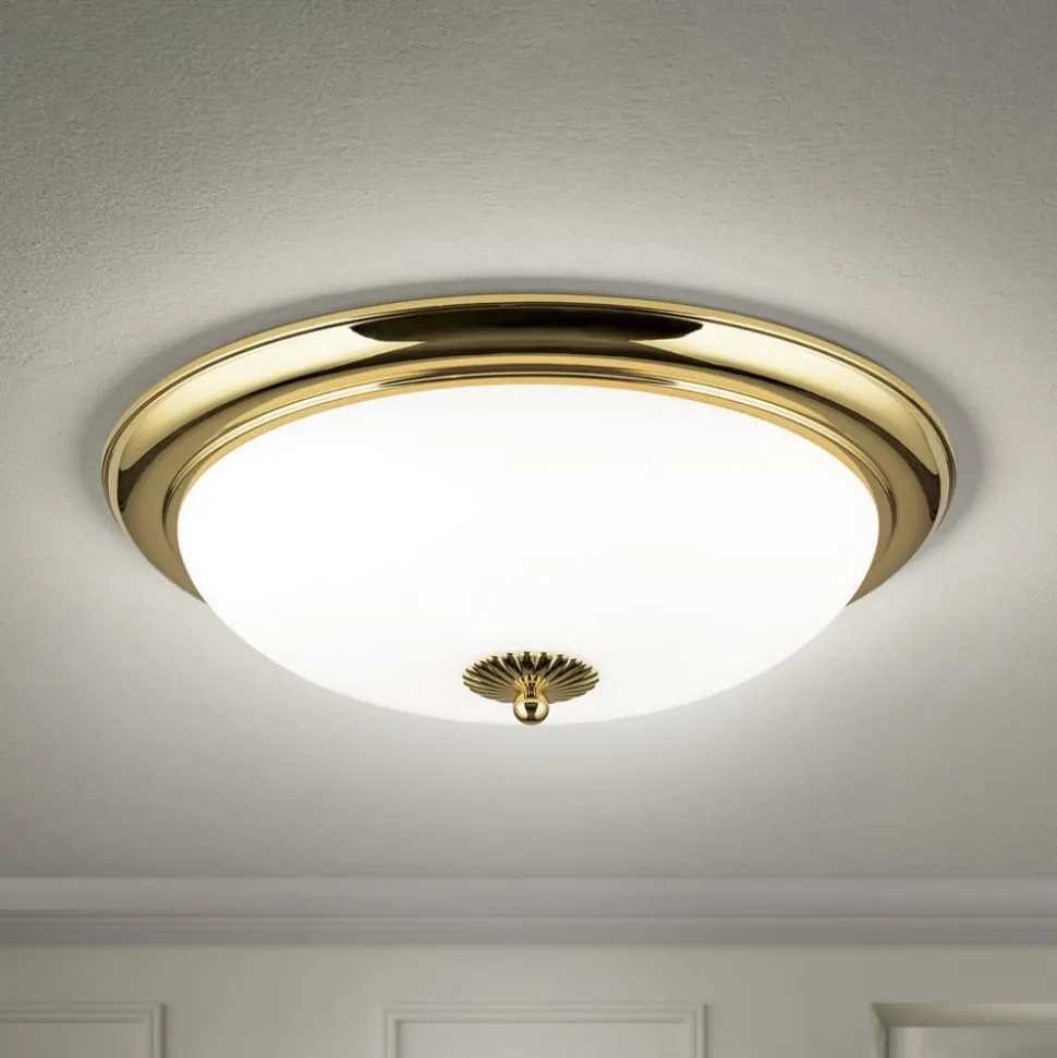 Empire plafondlamp, Ø 48 cm, goud, mat opaalglas