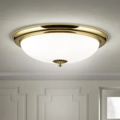 Empire plafondlamp, Ø 48 cm, goud, mat opaalglas