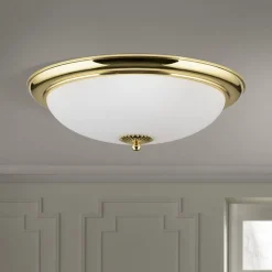 Empire plafondlamp, Ø 48 cm, goud, mat opaalglas