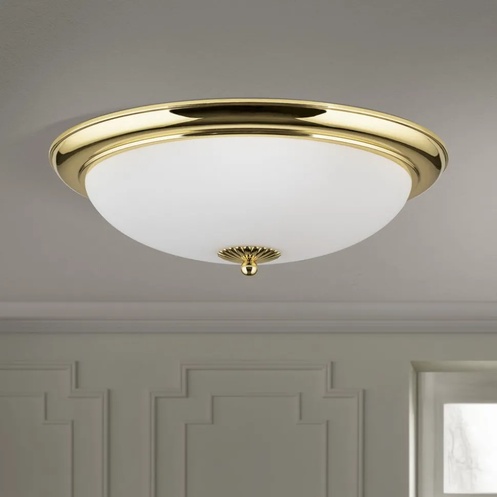 Empire plafondlamp, Ø 48 cm, goud, mat opaalglas