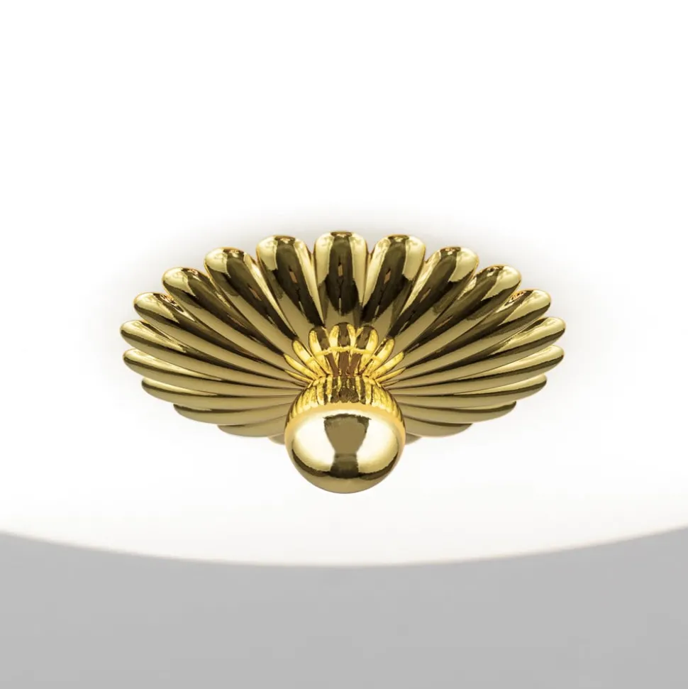 Empire plafondlamp, Ø 48 cm, goud, mat opaalglas