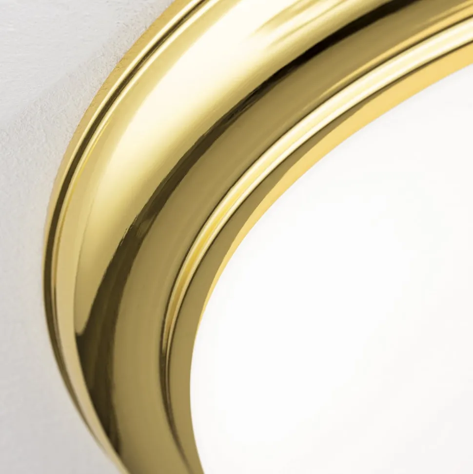 Empire plafondlamp, Ø 48 cm, goud, mat opaalglas