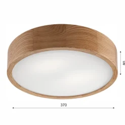 Envostar Caspian plafondlamp, Ø 37 cm, IP54, eiken