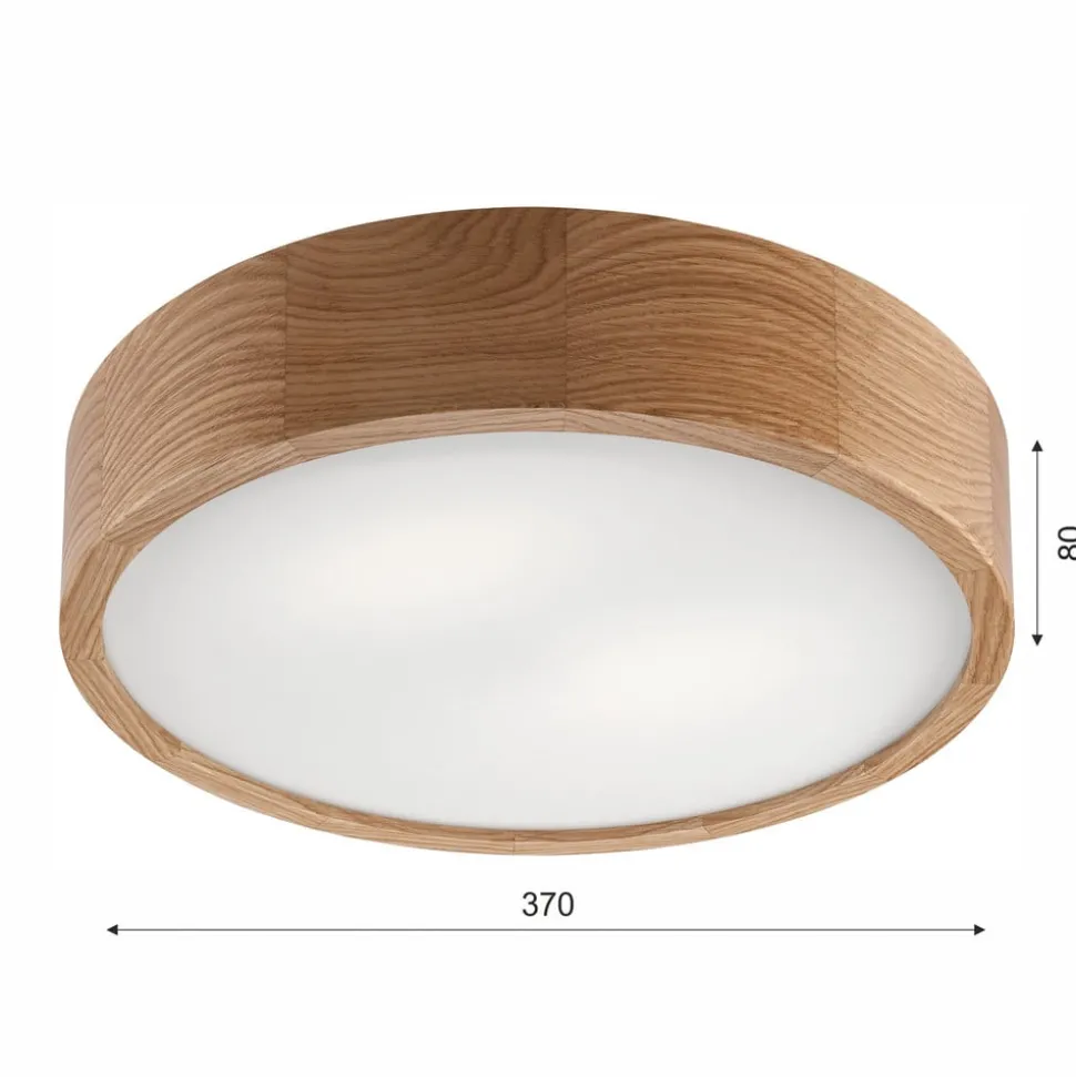 Envostar Caspian plafondlamp, Ø 37 cm, IP54, eiken