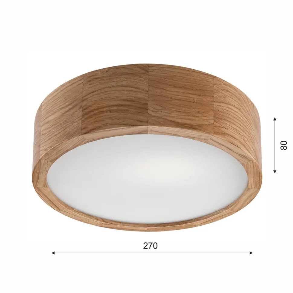 Envostar Caspian plafondlamp, Ø 27 cm, IP54, eiken