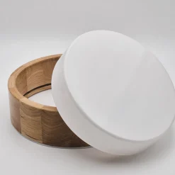 Envostar Caspian plafondlamp, Ø 27 cm, IP54, eiken