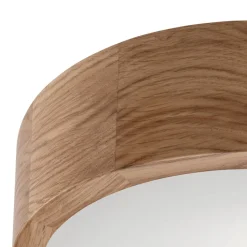 Envostar Caspian plafondlamp, Ø 27 cm, IP54, eiken