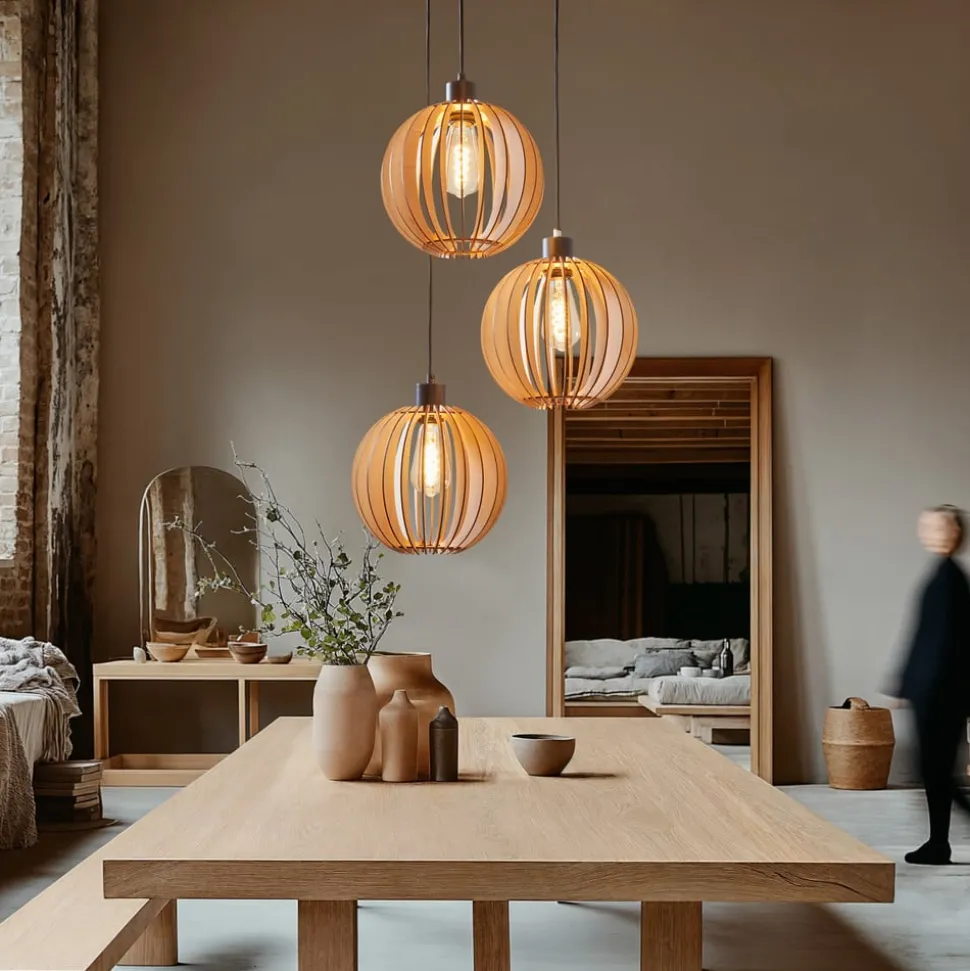 Envostar Clay hanglamp berkenmultiplex 3-lamps rond