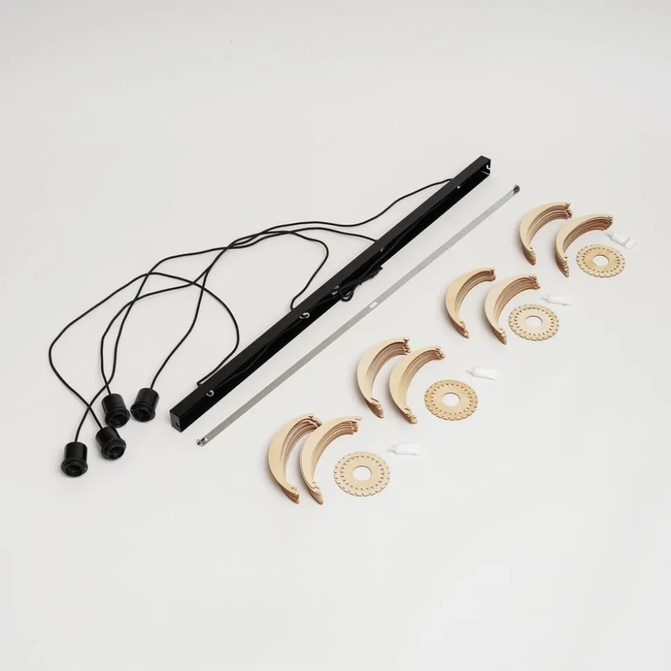 Envostar Clay hanglamp, berkenmultiplex, 4-lamps