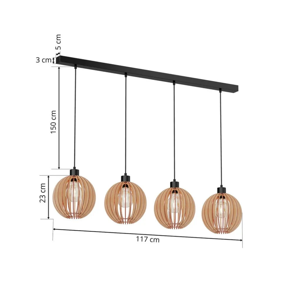 Envostar Clay hanglamp, berkenmultiplex, 4-lamps
