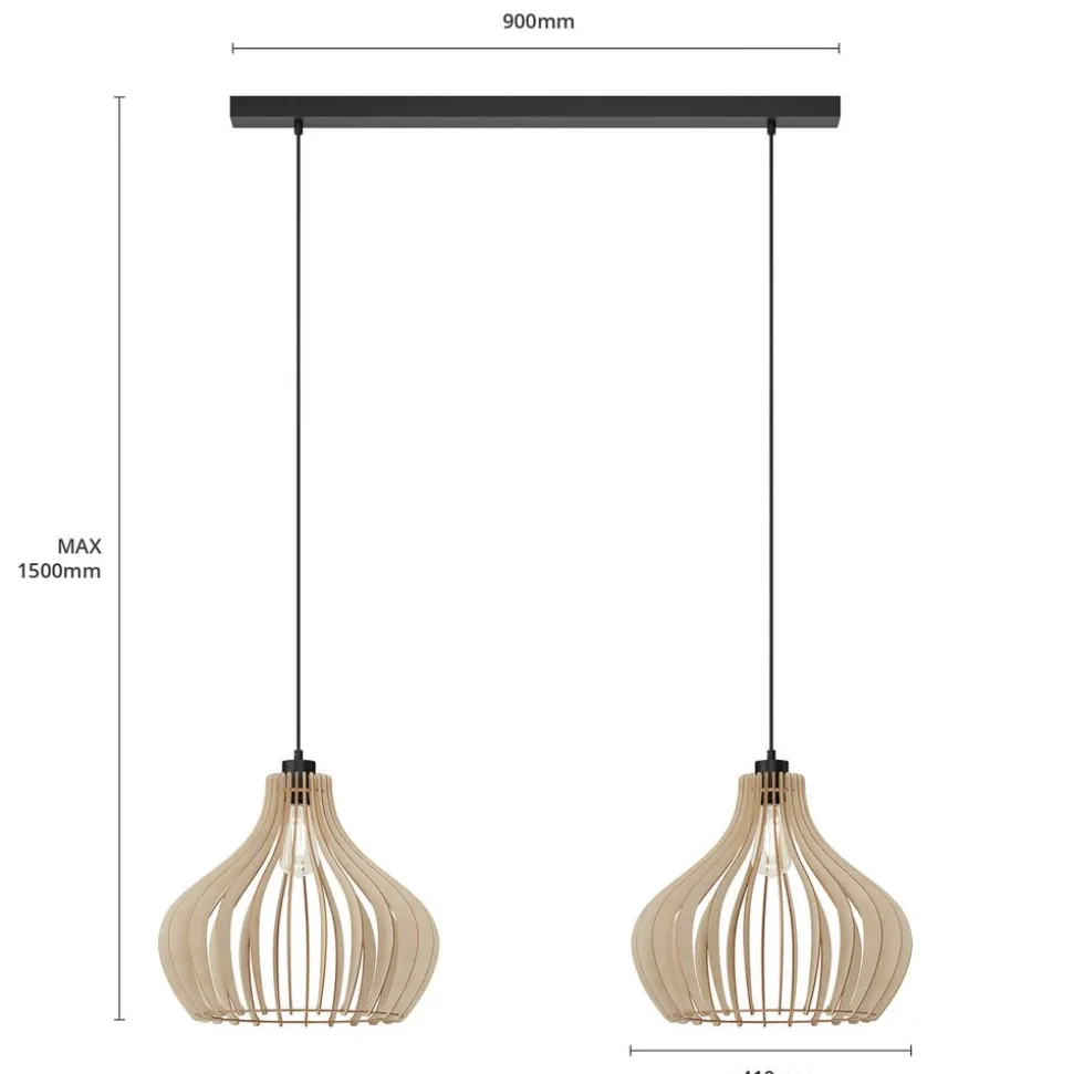 Envostar Faje hanglamp, berkenmultiplex, 2-lamps