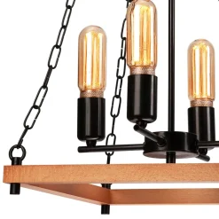 Envostar Glenn kroonluchter hout/zwart 4-lamps